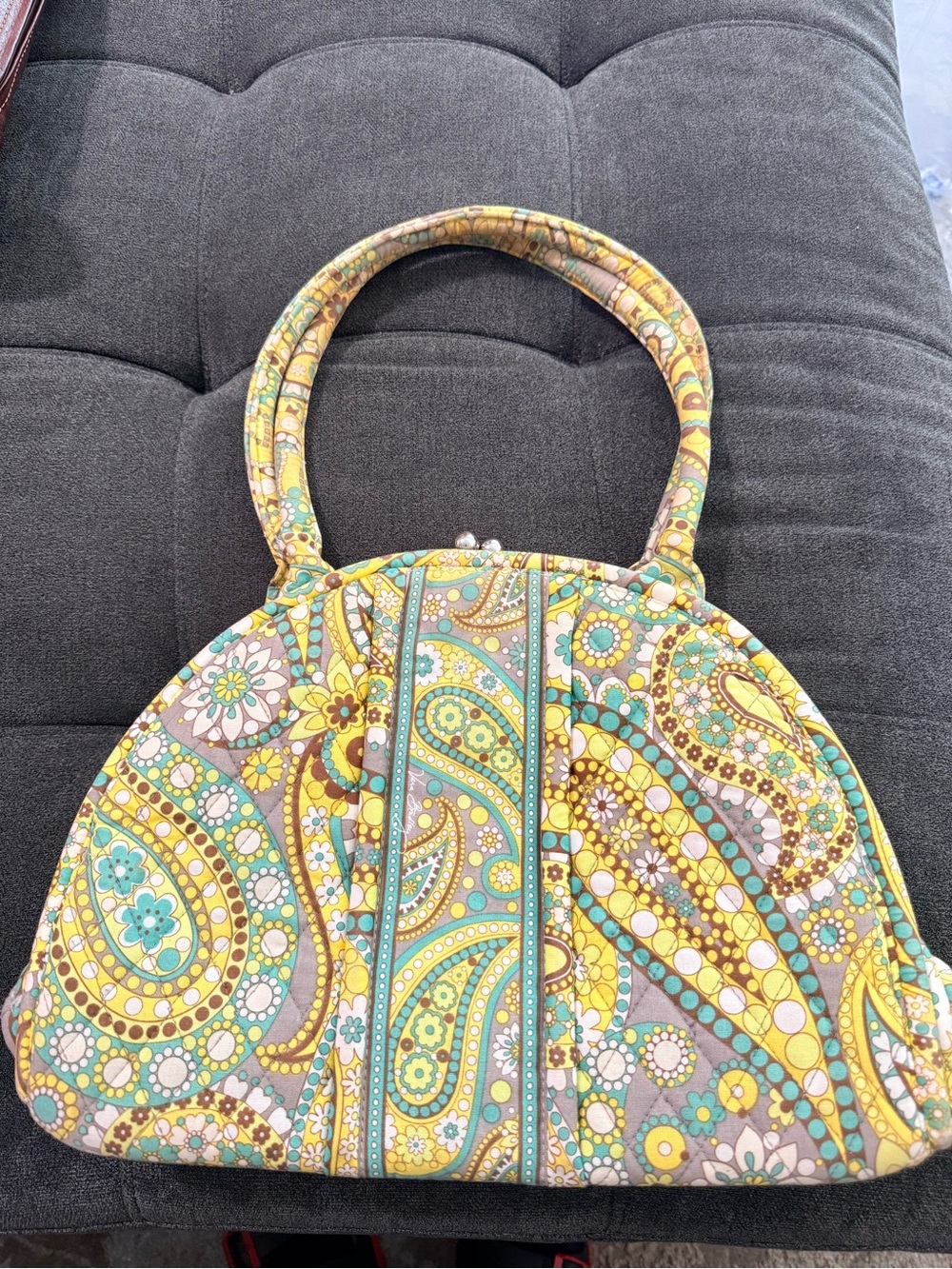 Vera Bradley Paisley Print Handbag in Yellow and Teal
